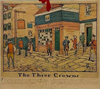 Colonial Philadelphia Scene Original Oil Painting of  Three Crowns Inn