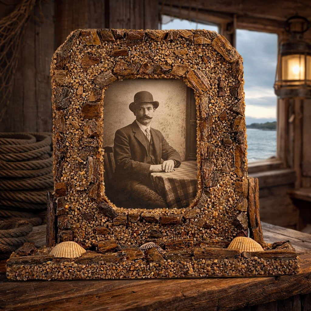 Antique Seaside Seashell Beach Picture Frame