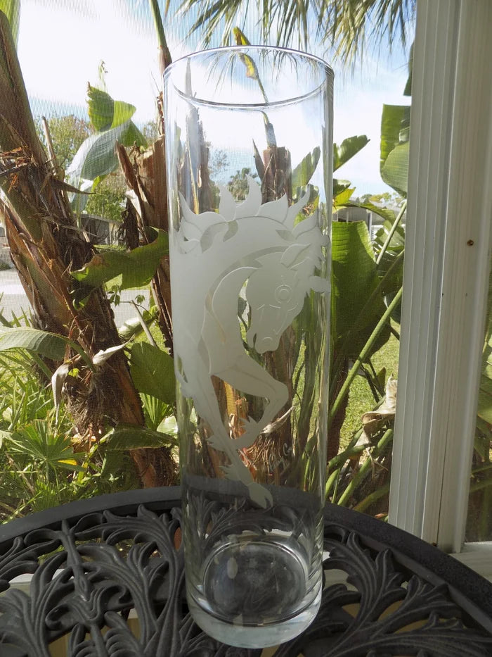 Unicorn Art Glass Vase by Perry Coyle