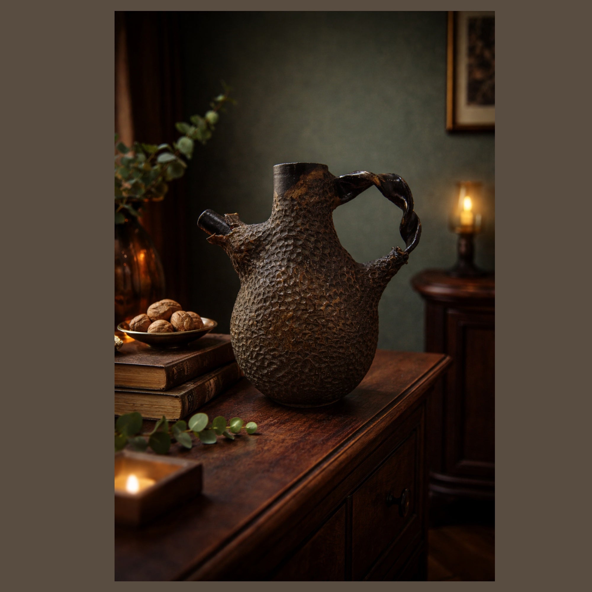 Brutalist Design Art Pottery Pitcher by  Eugenia Meltzer