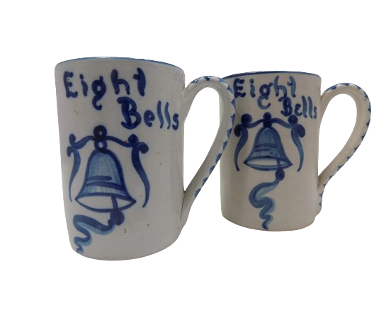  DORCHESTER POTTERY PAIR of Tall Mugs by Knesseth Denisons "Eight Bells"