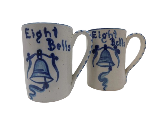  DORCHESTER POTTERY PAIR of Tall Mugs by Knesseth Denisons "Eight Bells"