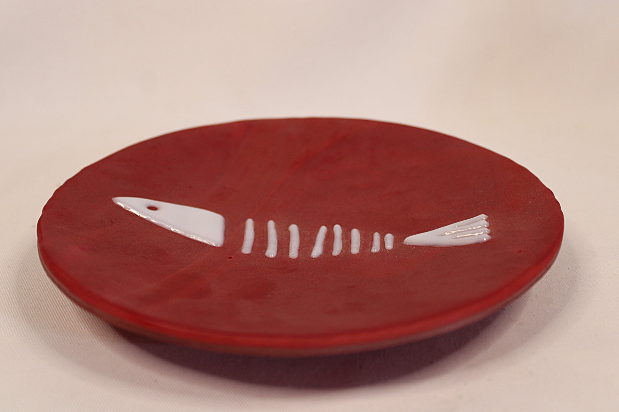 Cherry Red Art Glass Plate