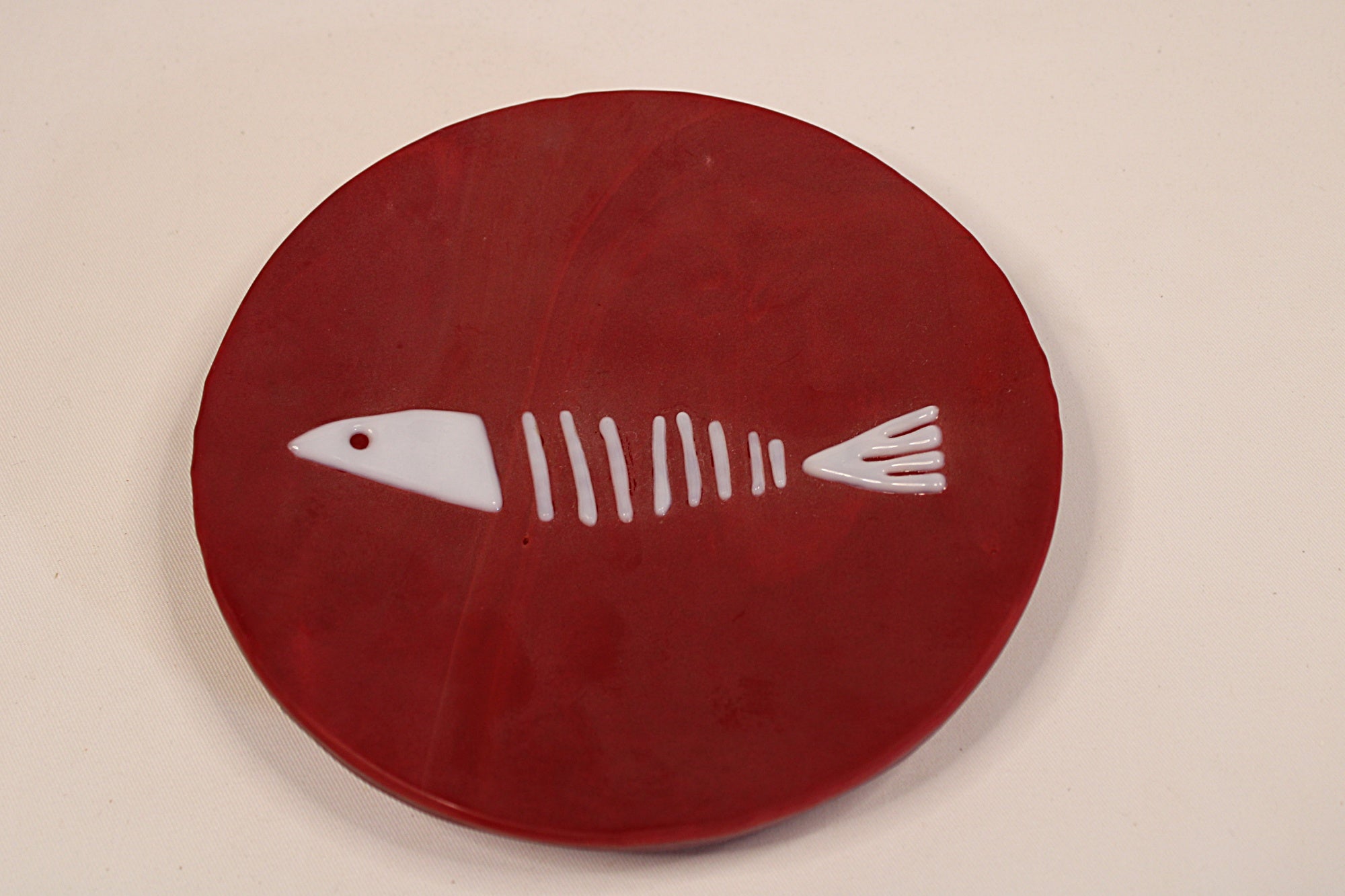 Cherry Red Art Glass Plate