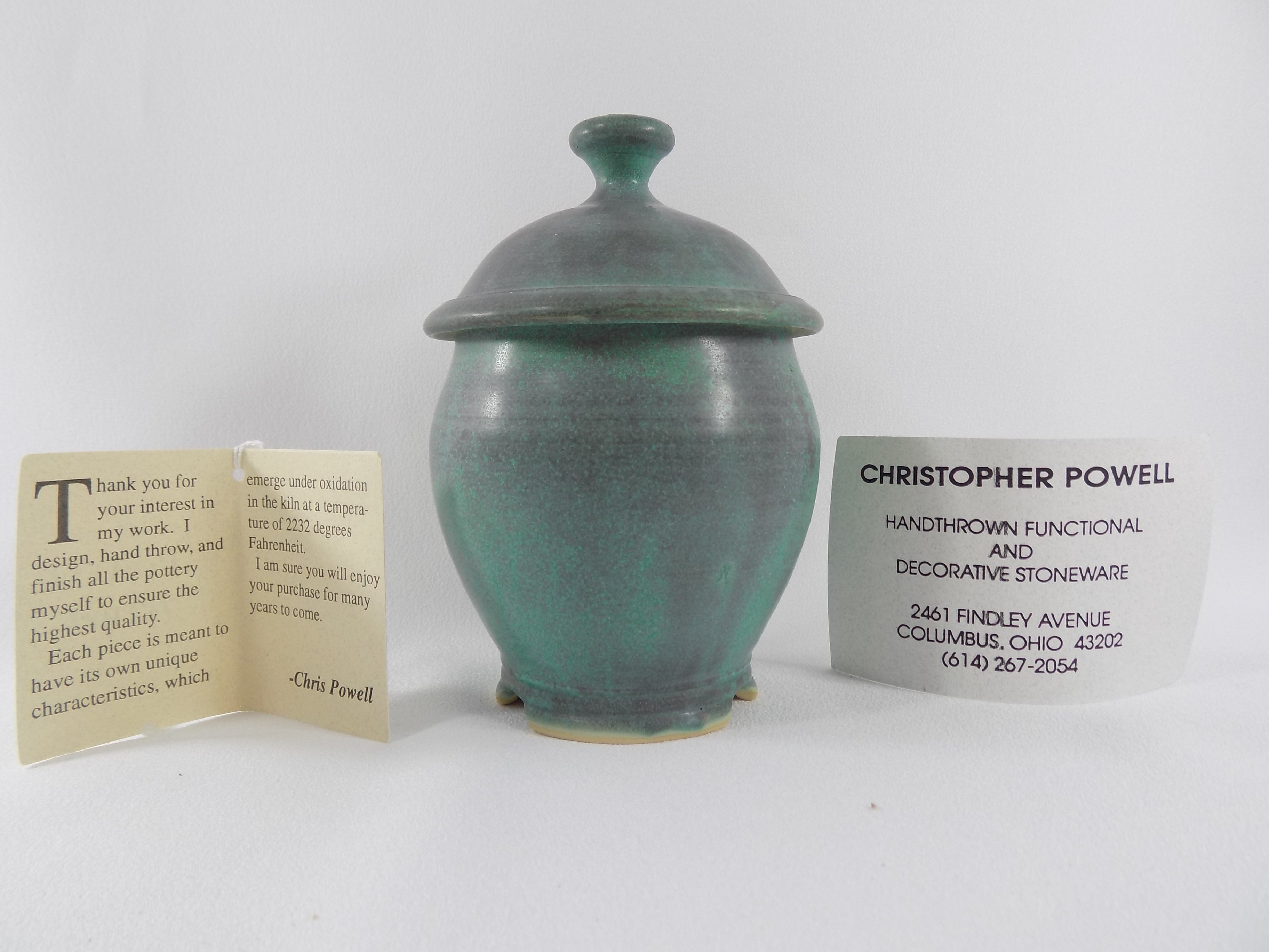 Ohio Ceramic Artist Arts and Crafts Style Lidded Jar