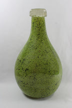 Tall Modern Green Art Glass Handblown Bottle