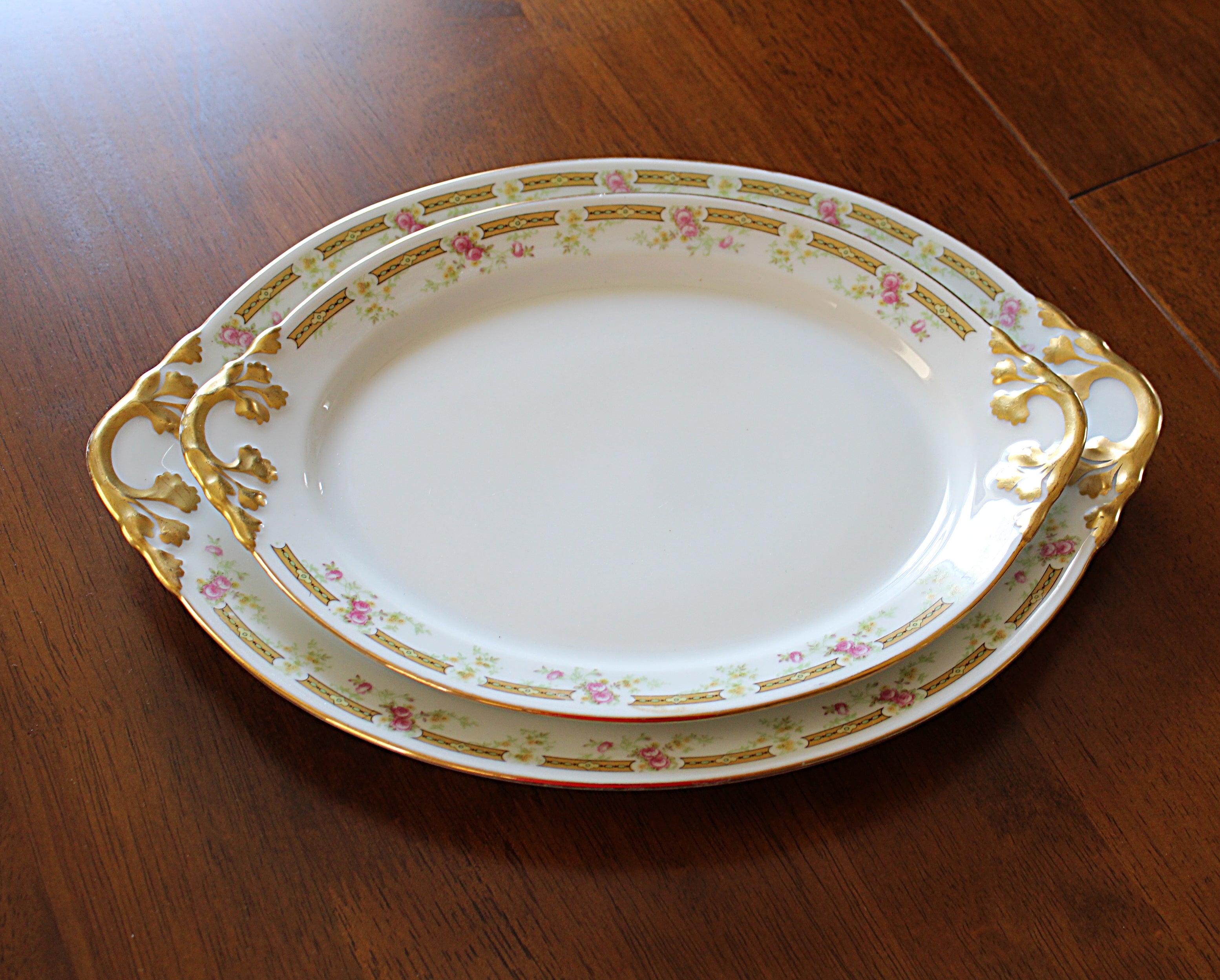 French Porcelain Gold Trim Antique Limoges Platters