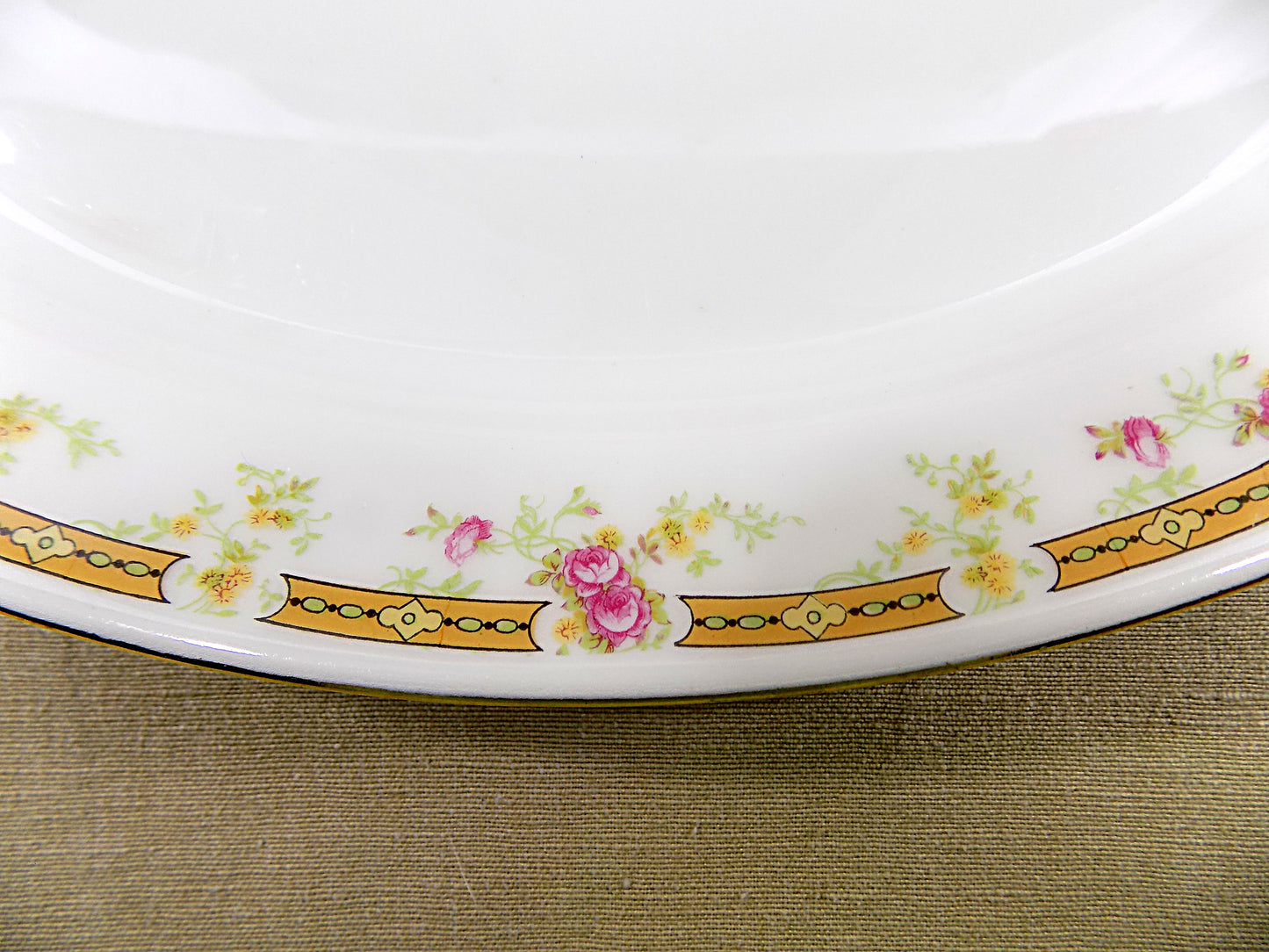 ANTIQUE LIMOGES PLATTERS Matched Pair by William Guerin 1891-1900 French Porcelain Pink and Yellow Roses Gold Trim