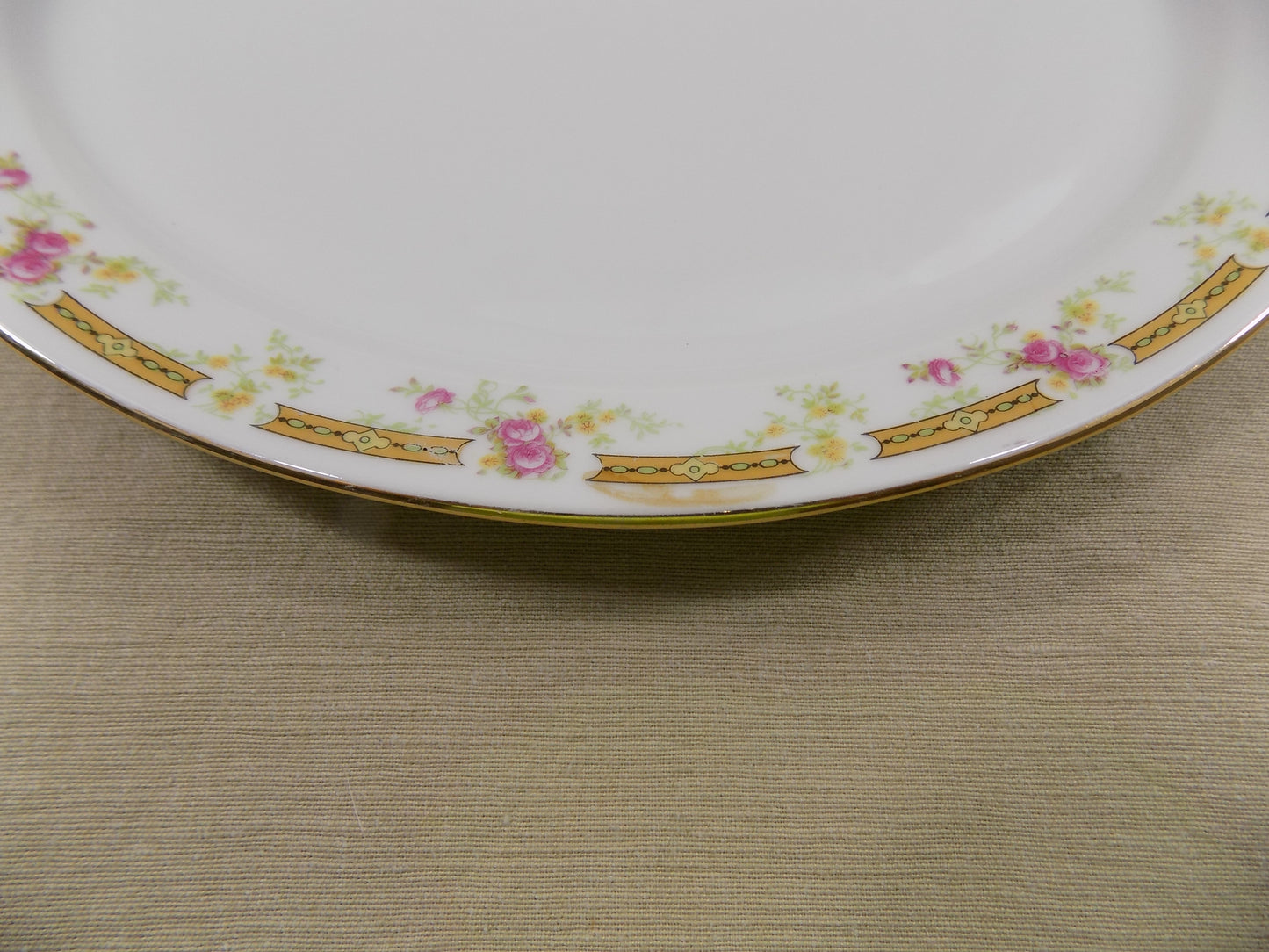 ANTIQUE LIMOGES PLATTERS Matched Pair by William Guerin 1891-1900 French Porcelain Pink and Yellow Roses Gold Trim