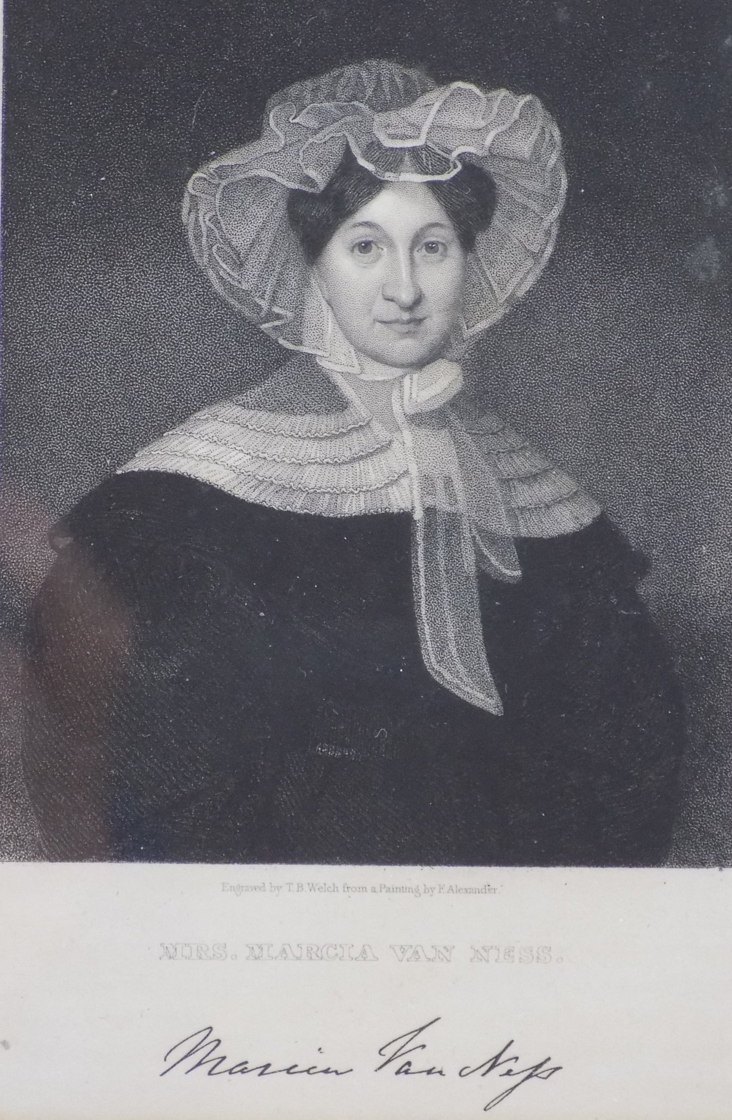 ANTIQUE STEEL ENGRAVING of Marcia Van Ness of Washington, D.C.