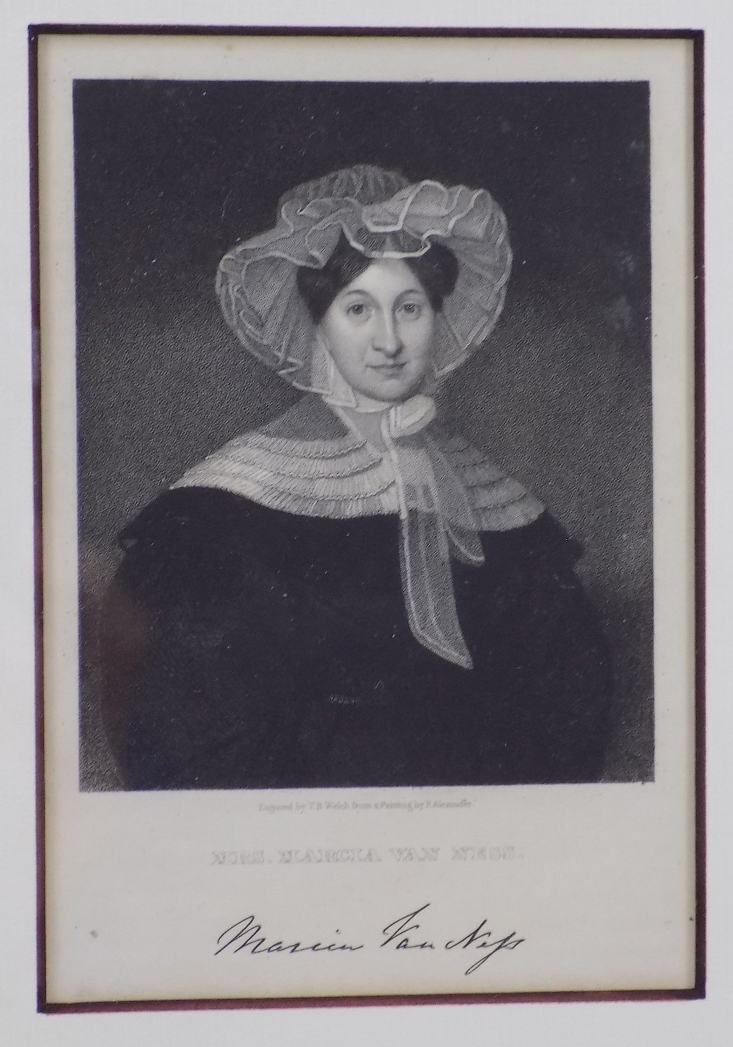 ANTIQUE STEEL ENGRAVING of Marcia Van Ness of Washington, D.C.