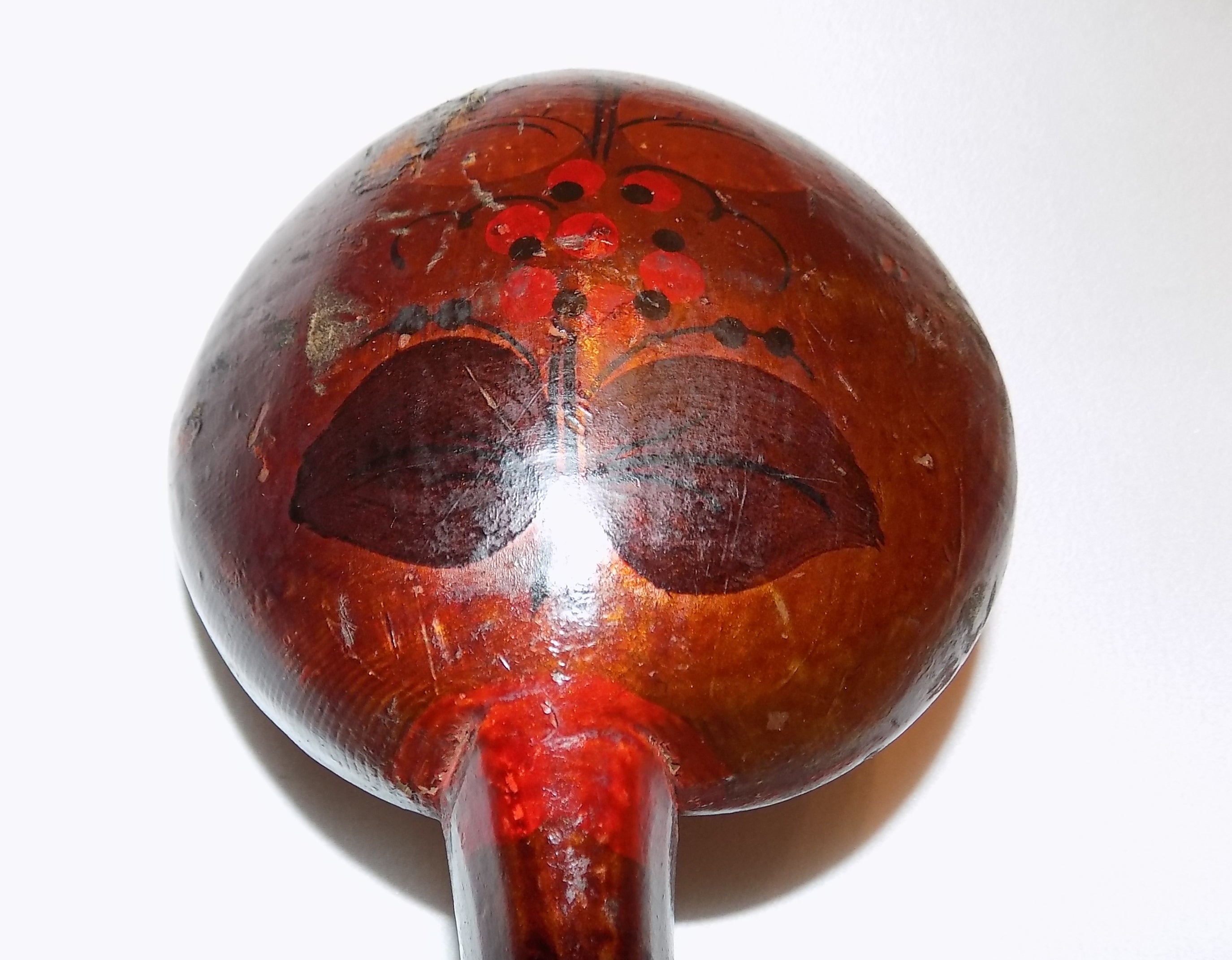 1800s Wooden Ladle Painted and Carved