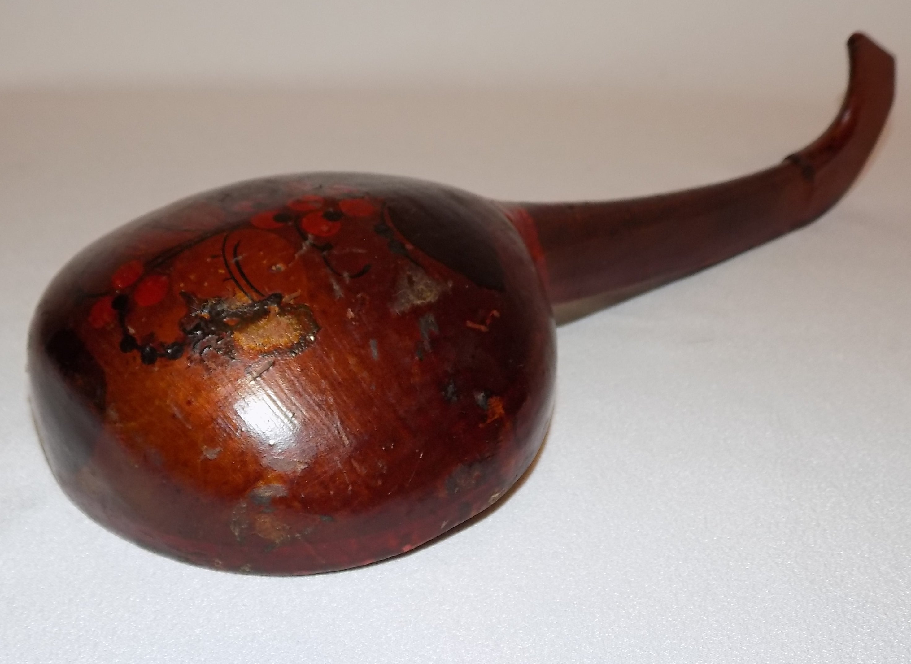 1800s Wooden Ladle Painted and Carved