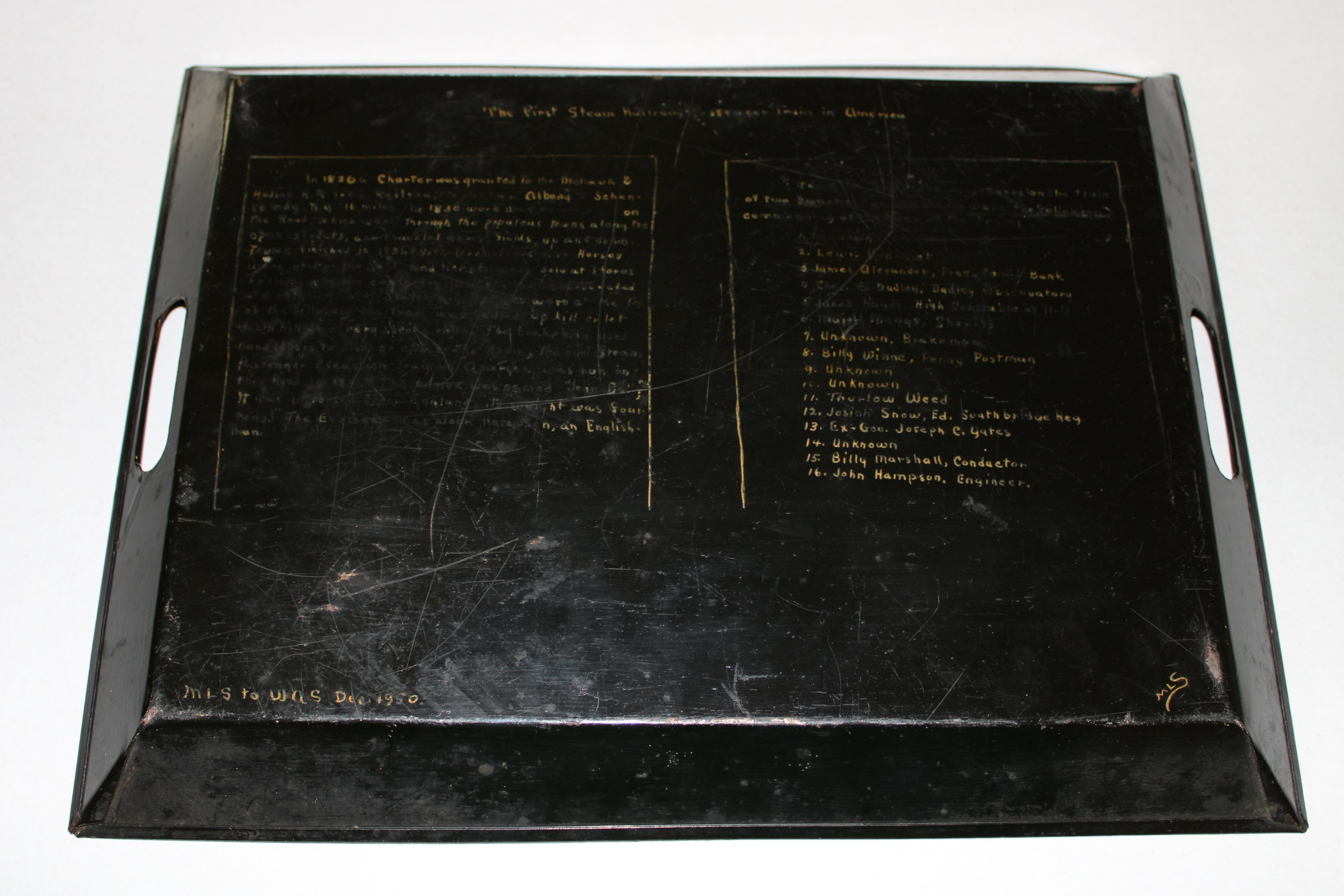 DeWitt Clinton  Albany to Schenectady Steam Train Tole Painted Tray