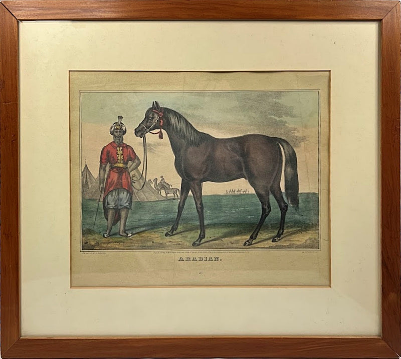 RARE N. CURRIER Framed Original ARABIAN Lithograph Hand Colored