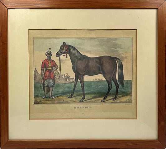 RARE N. CURRIER Framed Original ARABIAN Lithograph Hand Colored