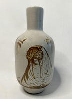 Alaska Art Hand Painted Pottery Walrus Vase on white background