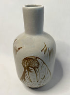 Alaska Art Hand Painted Pottery Walrus Vase