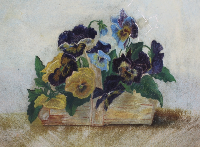 ANTIQUE PAPER MACHE Plate, Hand Painted Pansies Patented 1880