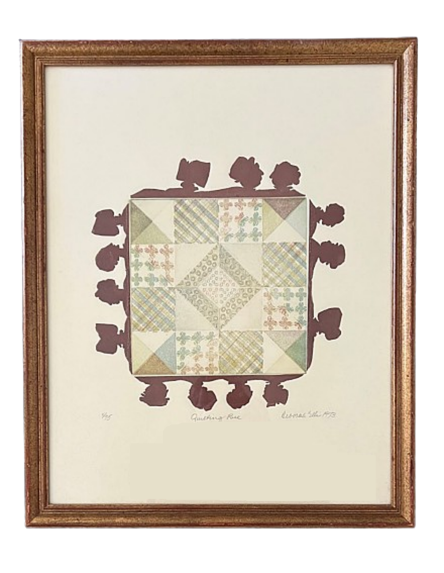  Original Lithograph Titled Quilting Bee by Deborah Ellis