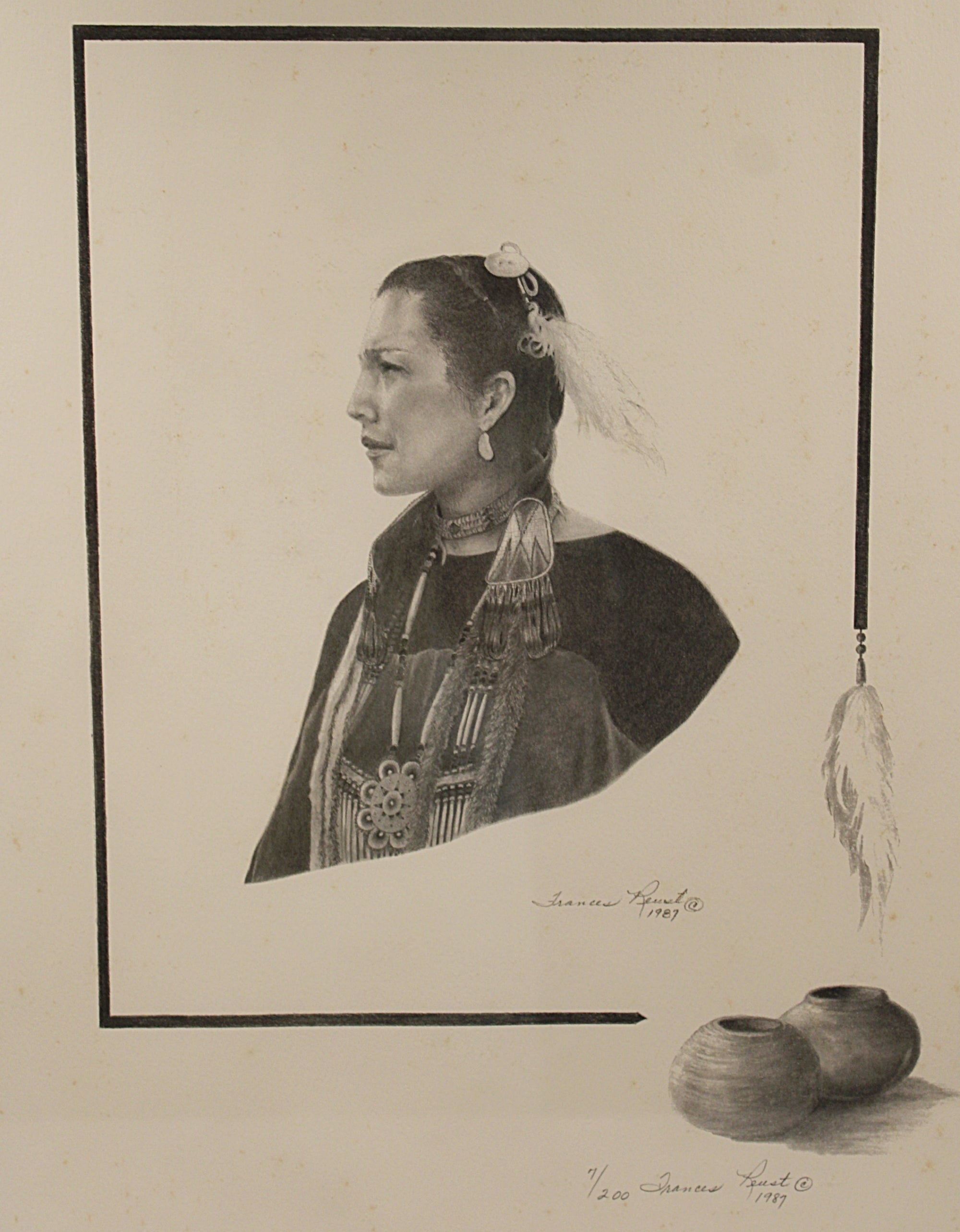 Limited Edition Lithograph Native American Woman by Frances Reust