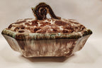 Antique Lidded Sponged Pottery Box from Germany Main View Lid On
