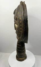 African Carved Figure with Snake