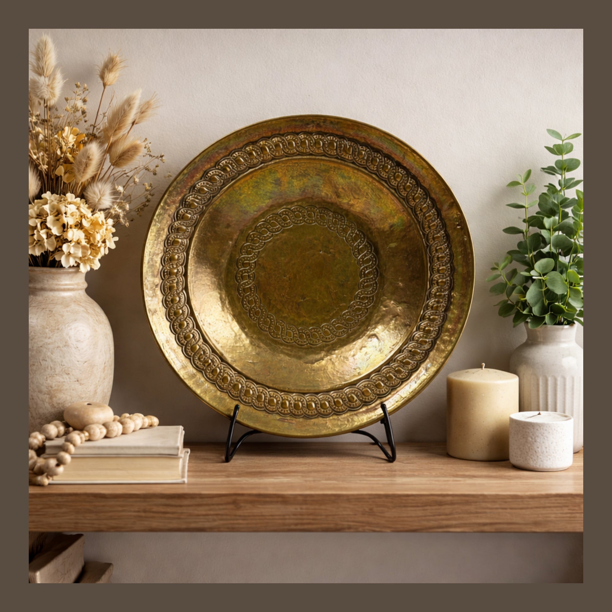 Hand Hammered Italian Brass Tray