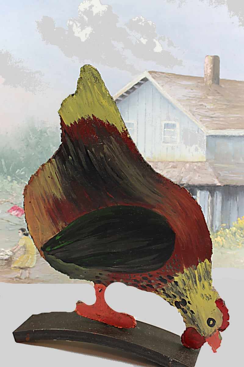 Folk Art Chicken Door Stop or Art Sculpture
