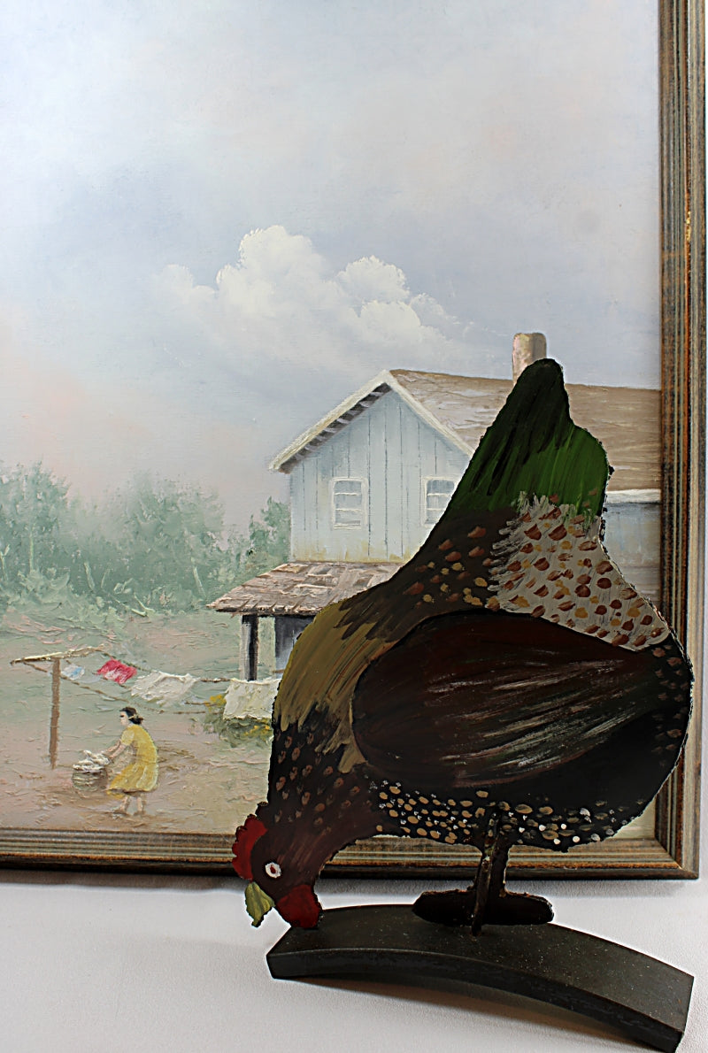 Folk Art Chicken Door Stop or Art Sculpture