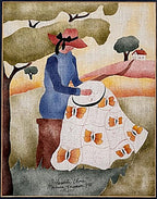 Fabric Art Stenciled Embroidering a Quilt by Madonna Ferguson without frame