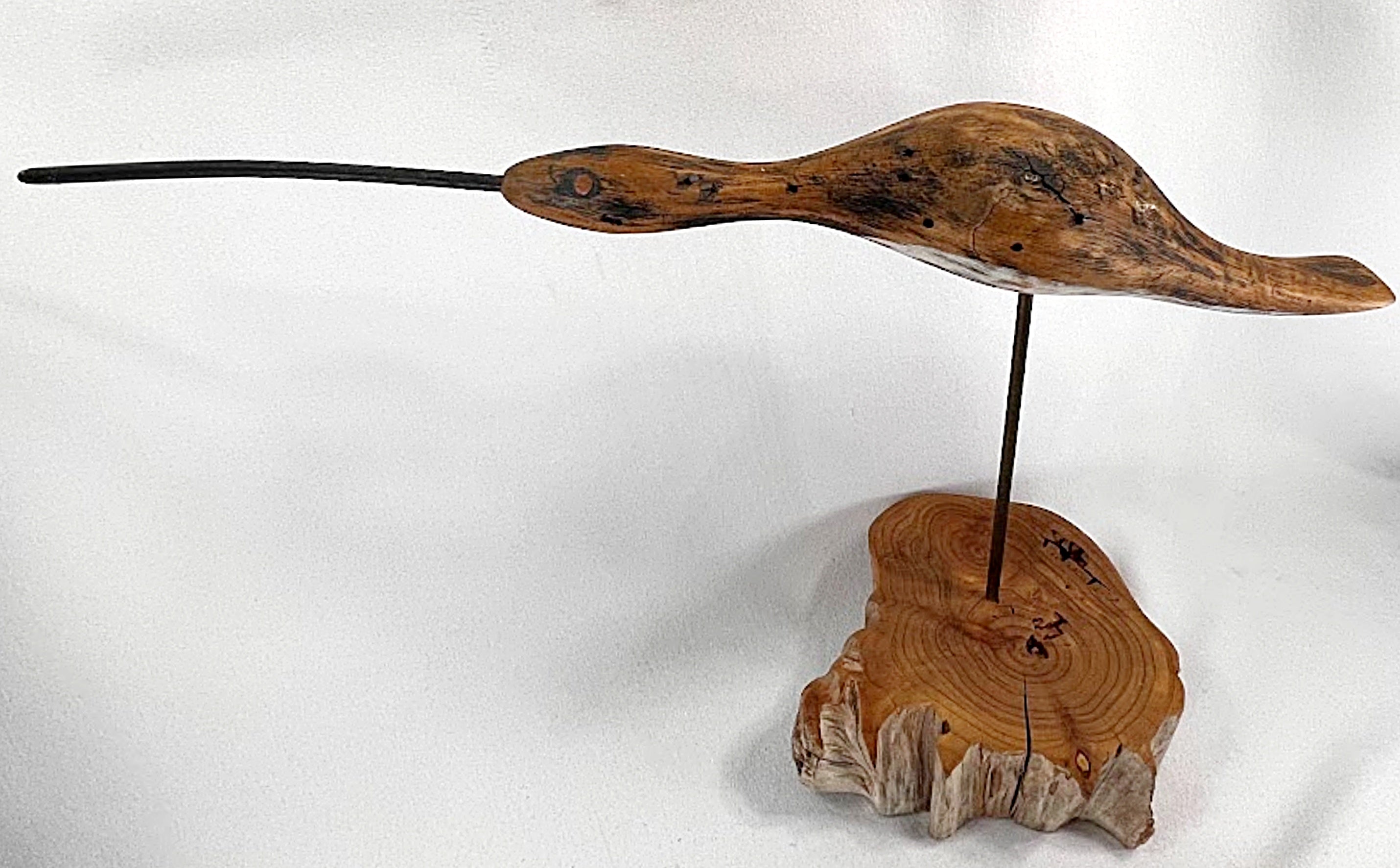 Carved Curlew on Stand by Alex Buderer