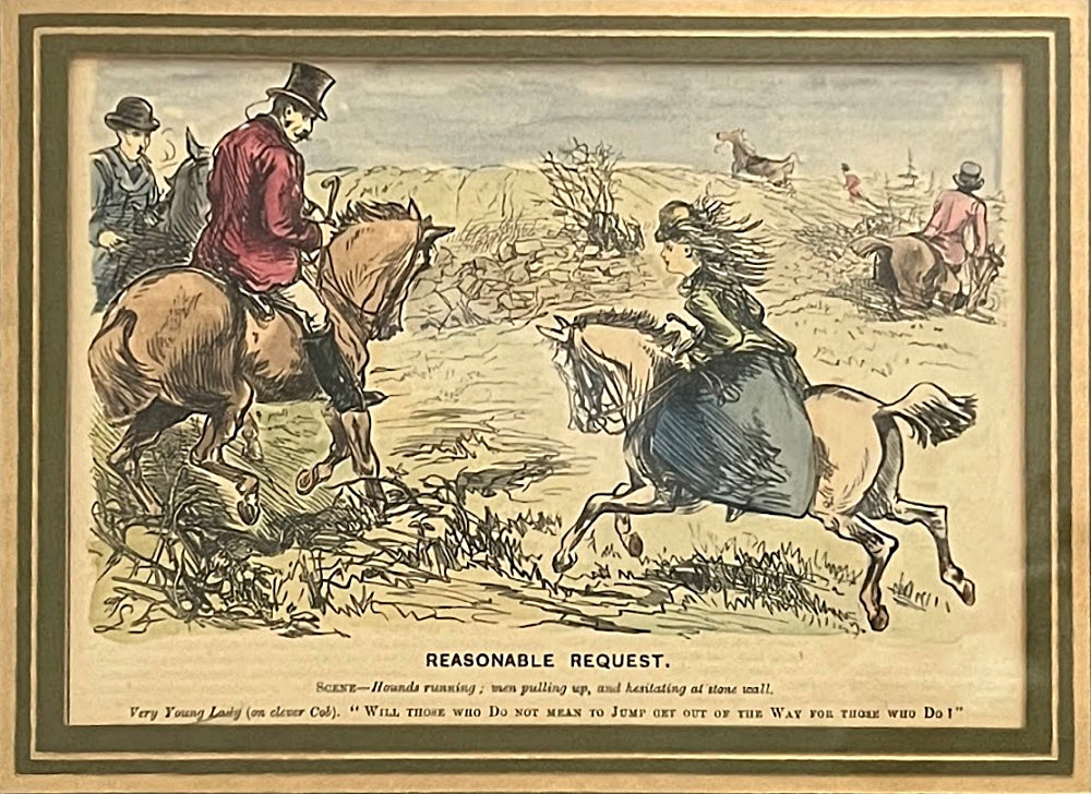 Antique Pair English Hunting Prints 1800s Punch Magazine