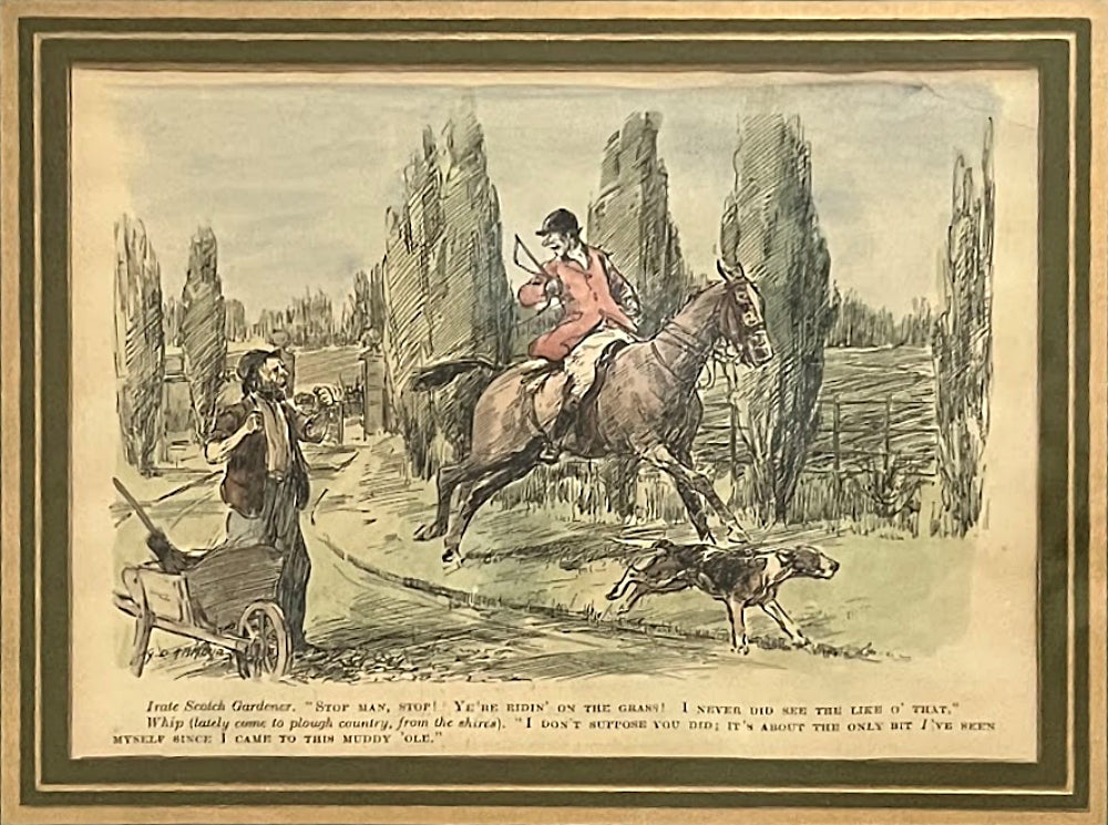 Antique Pair English Hunting Prints 1800s Punch Magazine