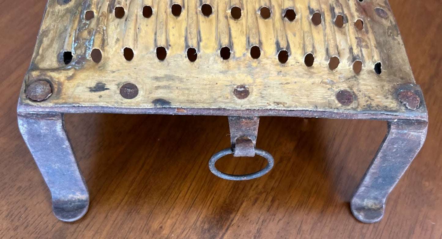 Antique Kitchen Grater Handmade Brass and Wrought Iron