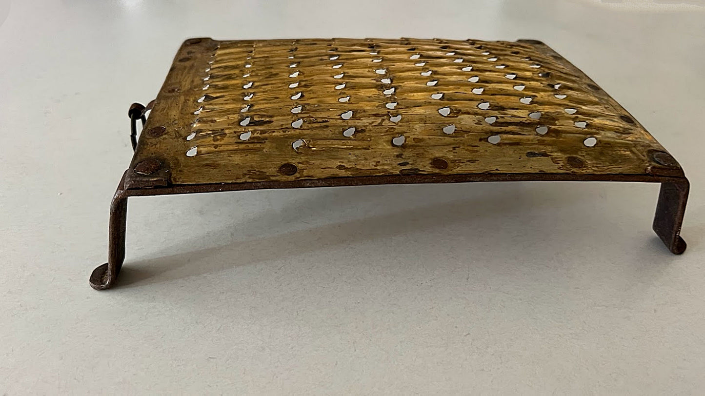 Antique Kitchen Grater Handmade Brass and Wrought Iron