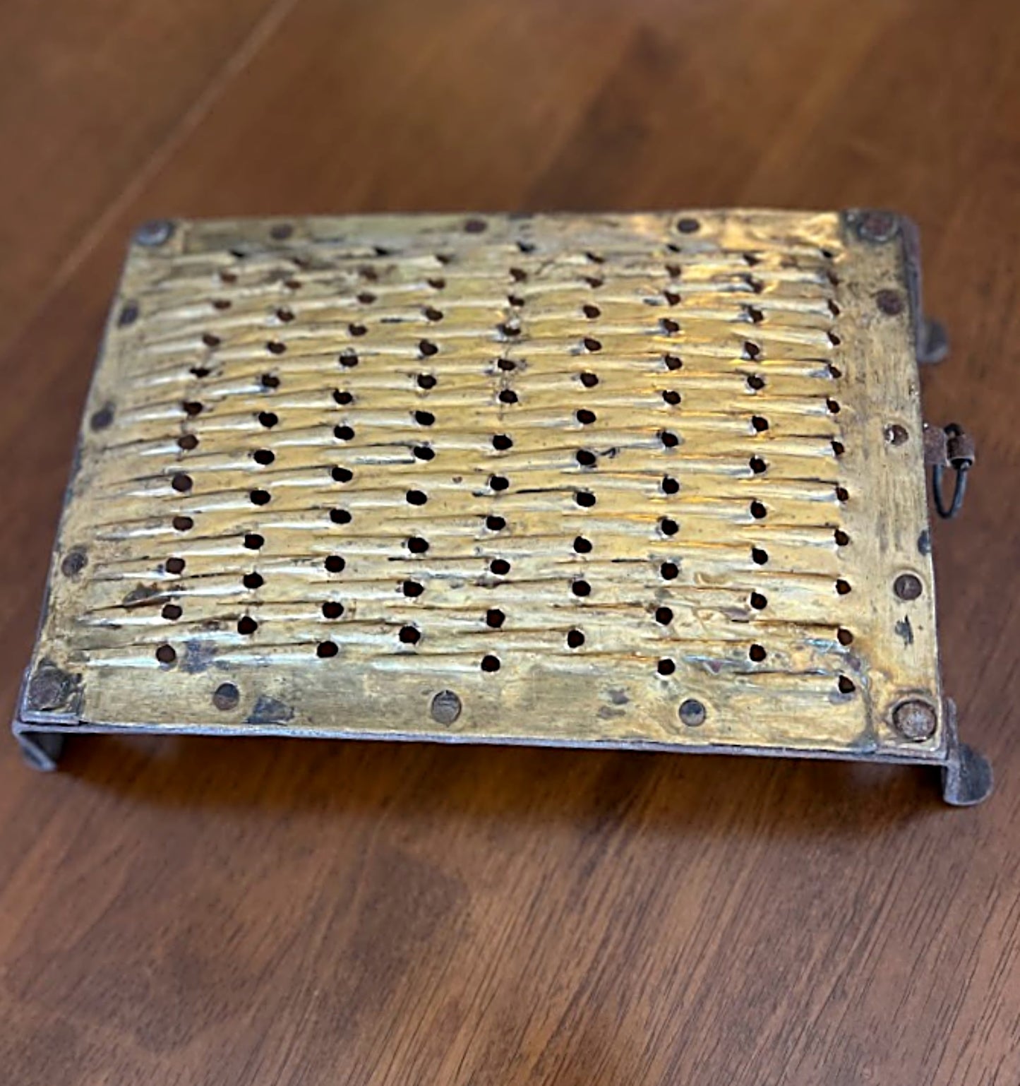 Antique Kitchen Grater Handmade Brass and Wrought Iron