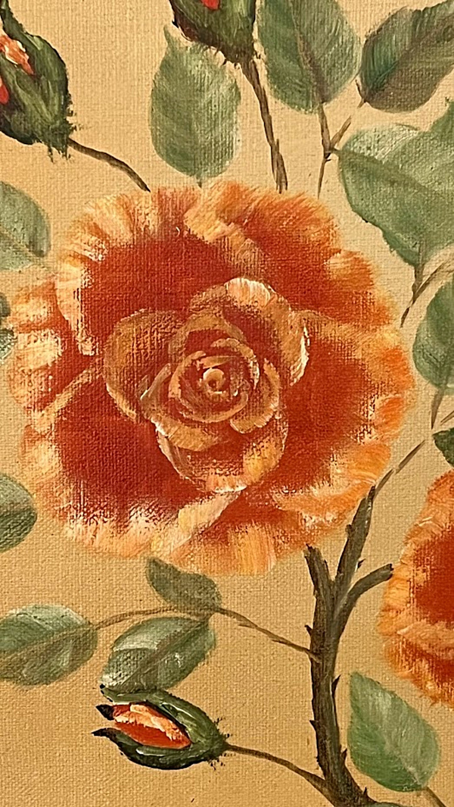 Vintage Framed Original Painting of Roses by W. T. Presley 1979