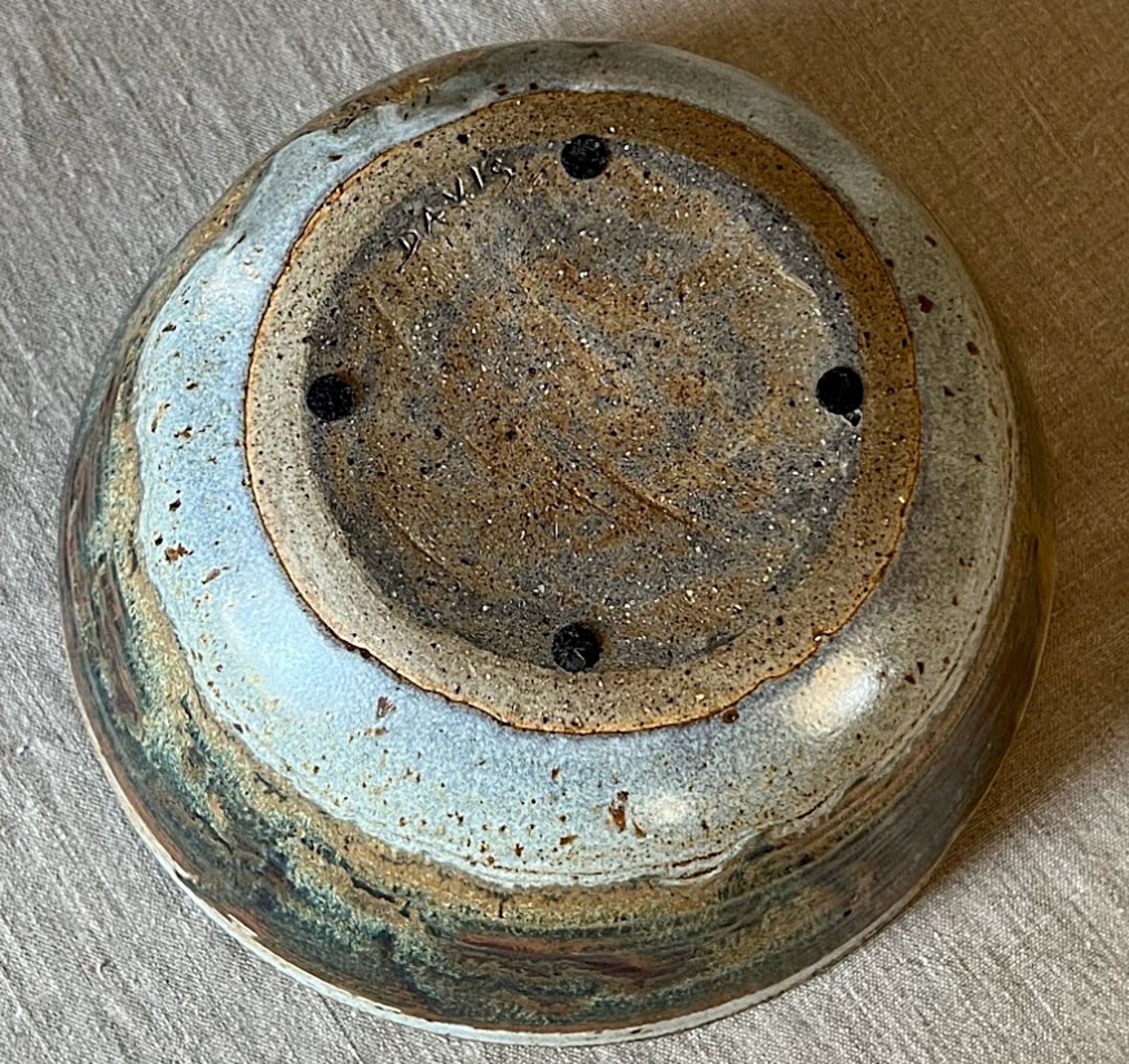 Studio Pottery Bowl Large Ombre Glazes Signed