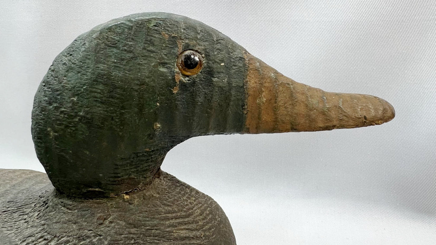 Vintage Wooden Mallard Drake Hunting Decoy 1940s