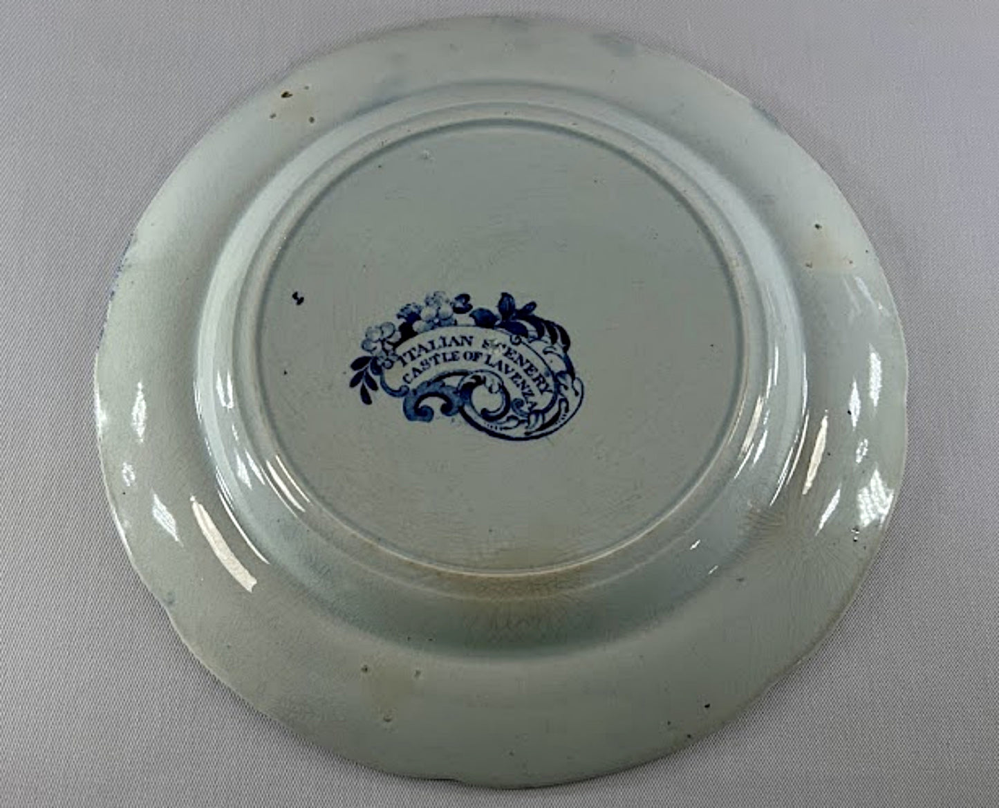 Antique Historical Blue Transferware Plate Enoch Wood Italian Castle of Lavenza