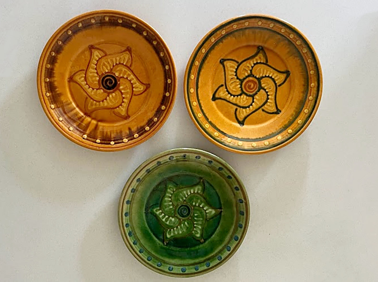 Vintage BIOT France Faience Pottery Trio of Plates