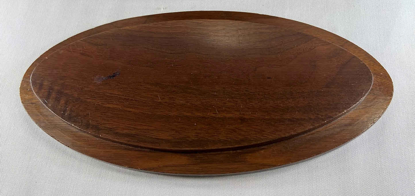 ANTIQUE PARQUETRY Oval Lidded Wooden Box Handmade Walnut