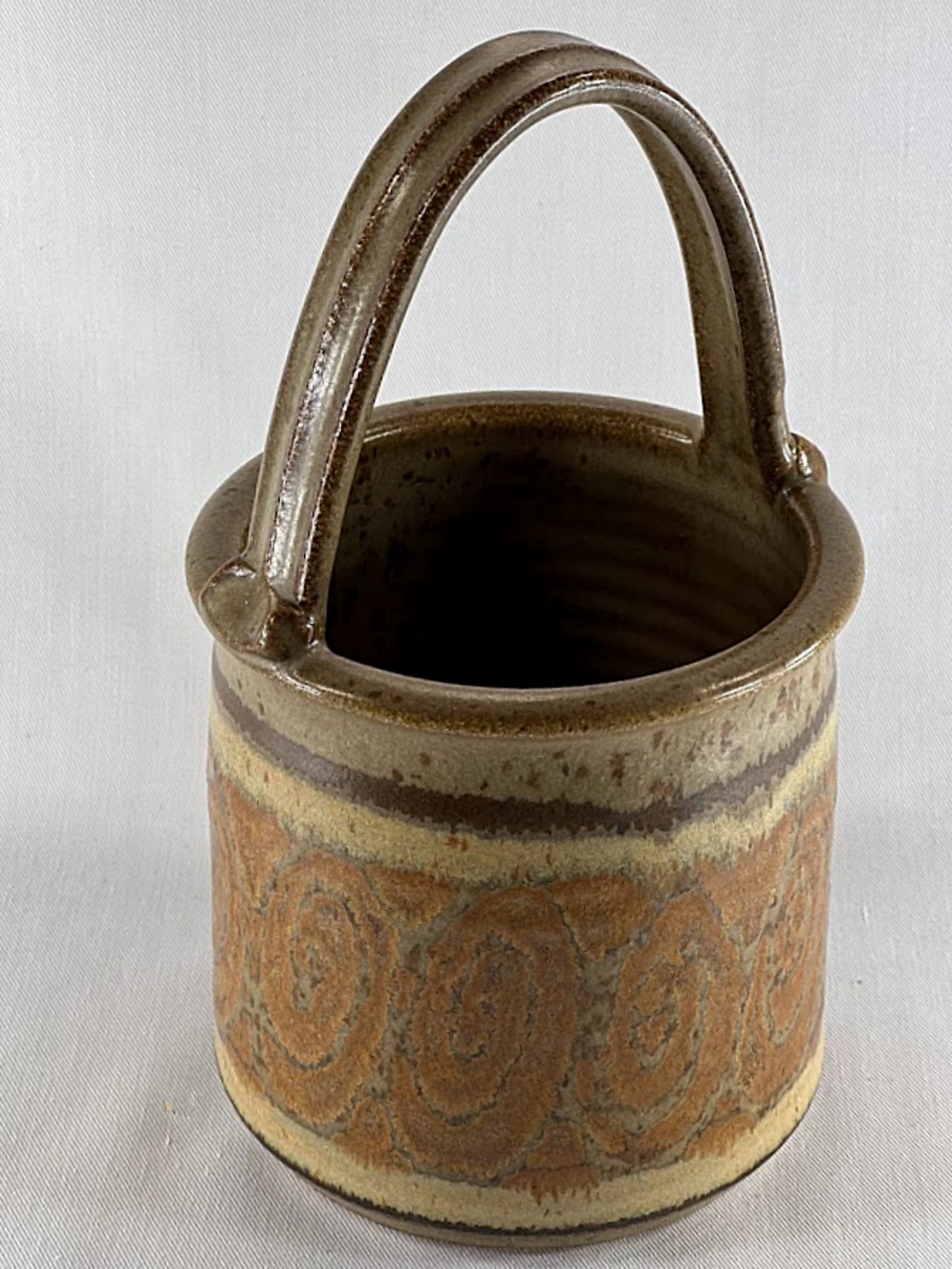 Vintage WISHON HARRELL Studio Art Pottery Basket 1980s