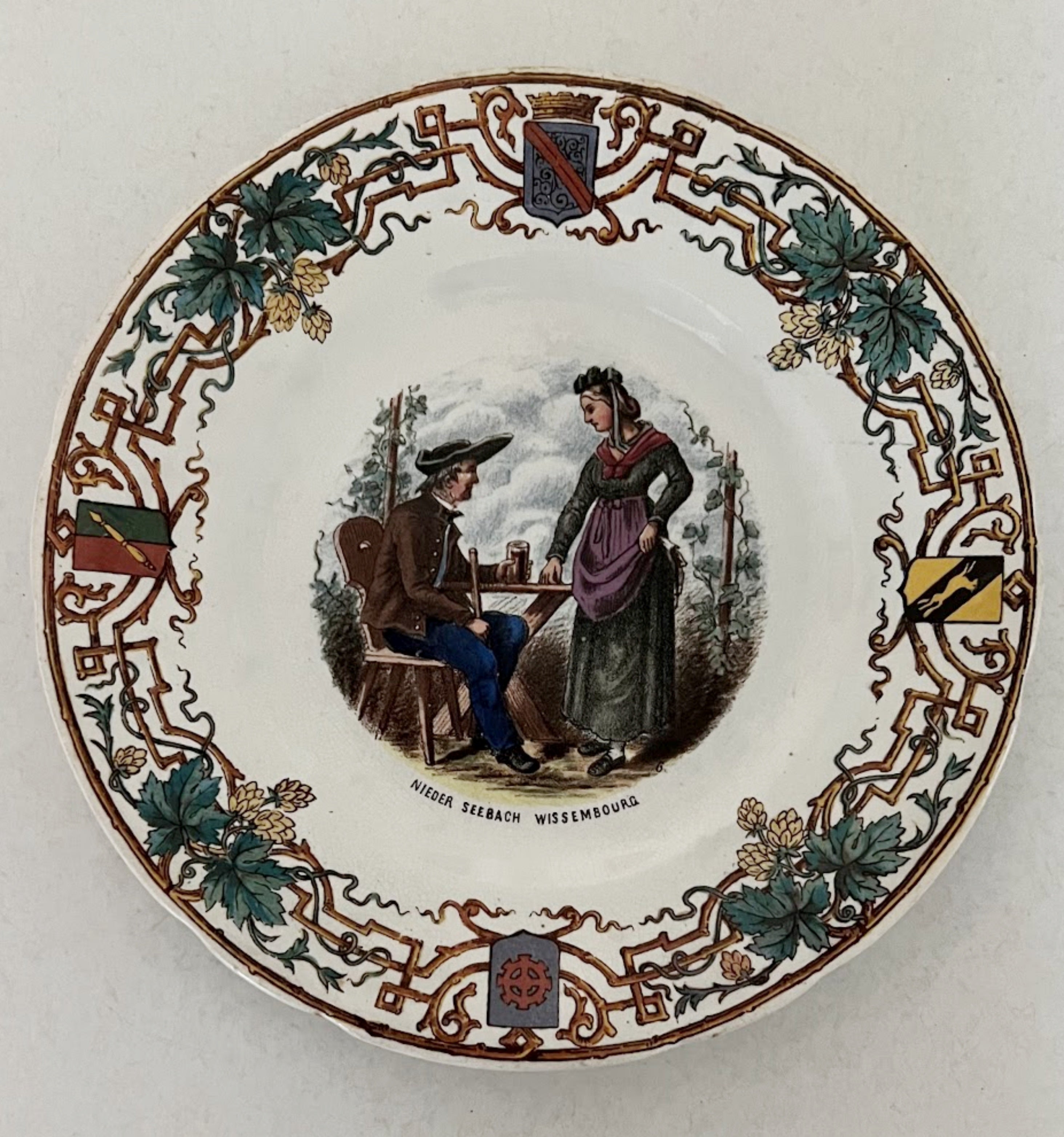 Antique French Sarreguemines Utzschneider & Cie Faience Plates Set 4