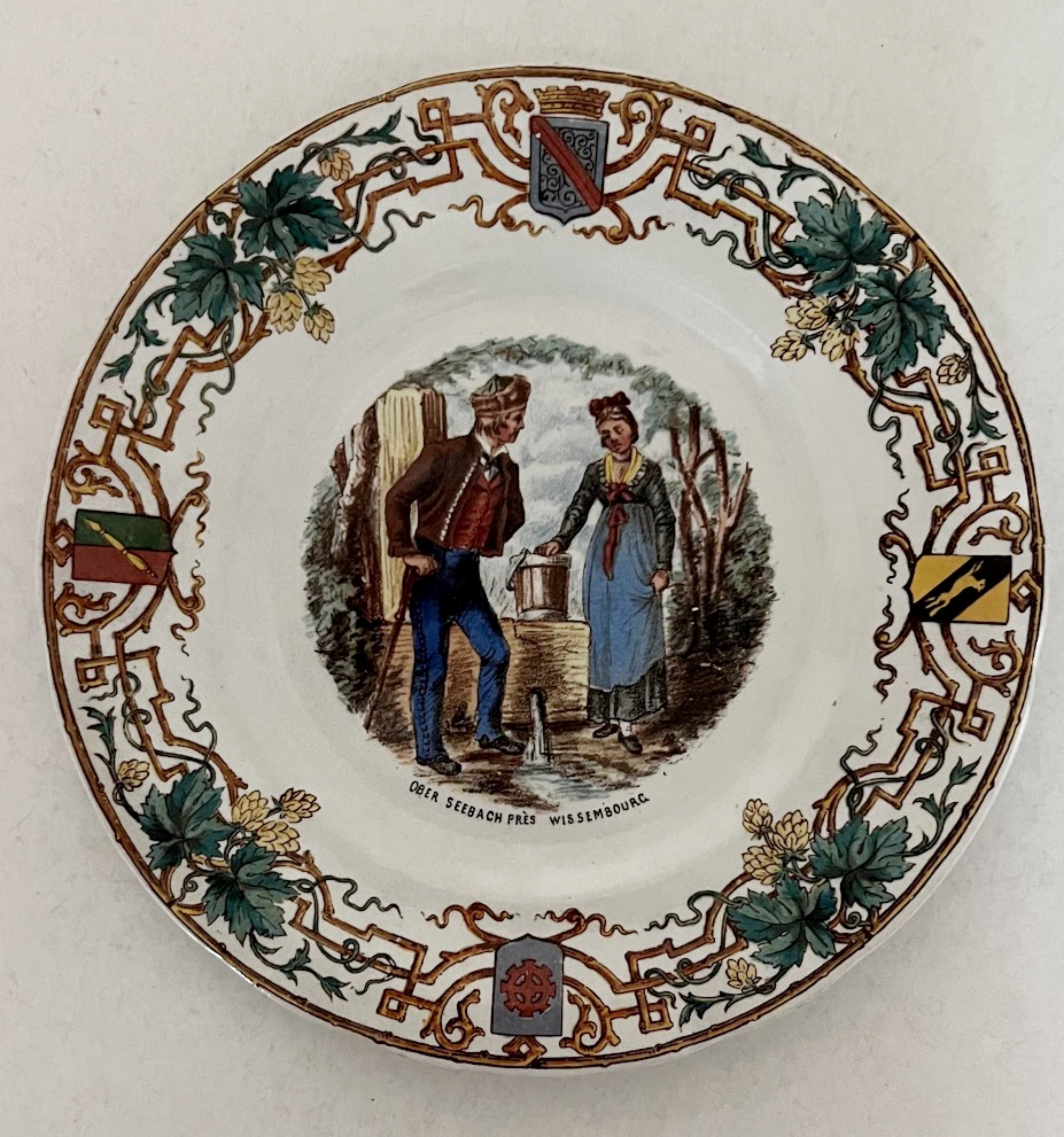 Antique French Sarreguemines Utzschneider & Cie Faience Plates Set 4