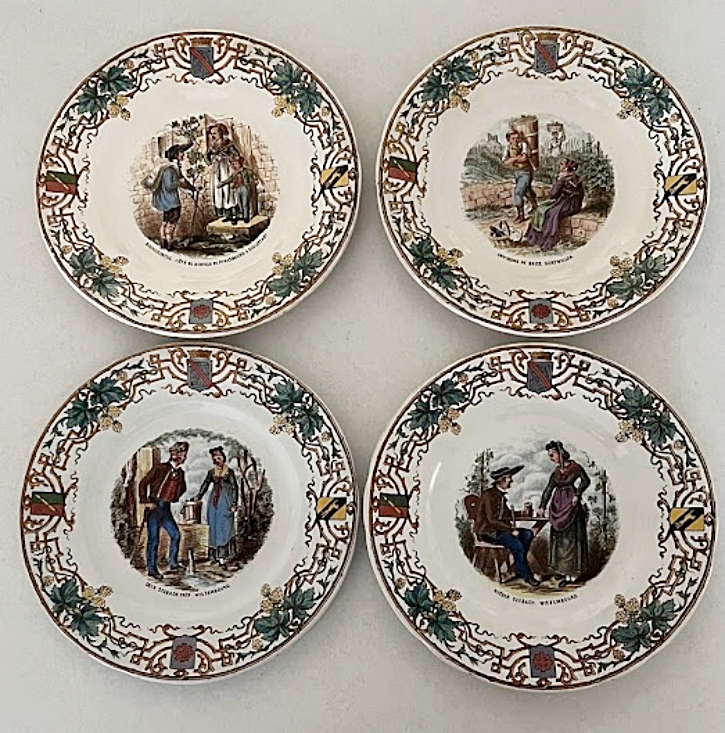 Antique French Sarreguemines Utzschneider & Cie Faience Plates Set 4