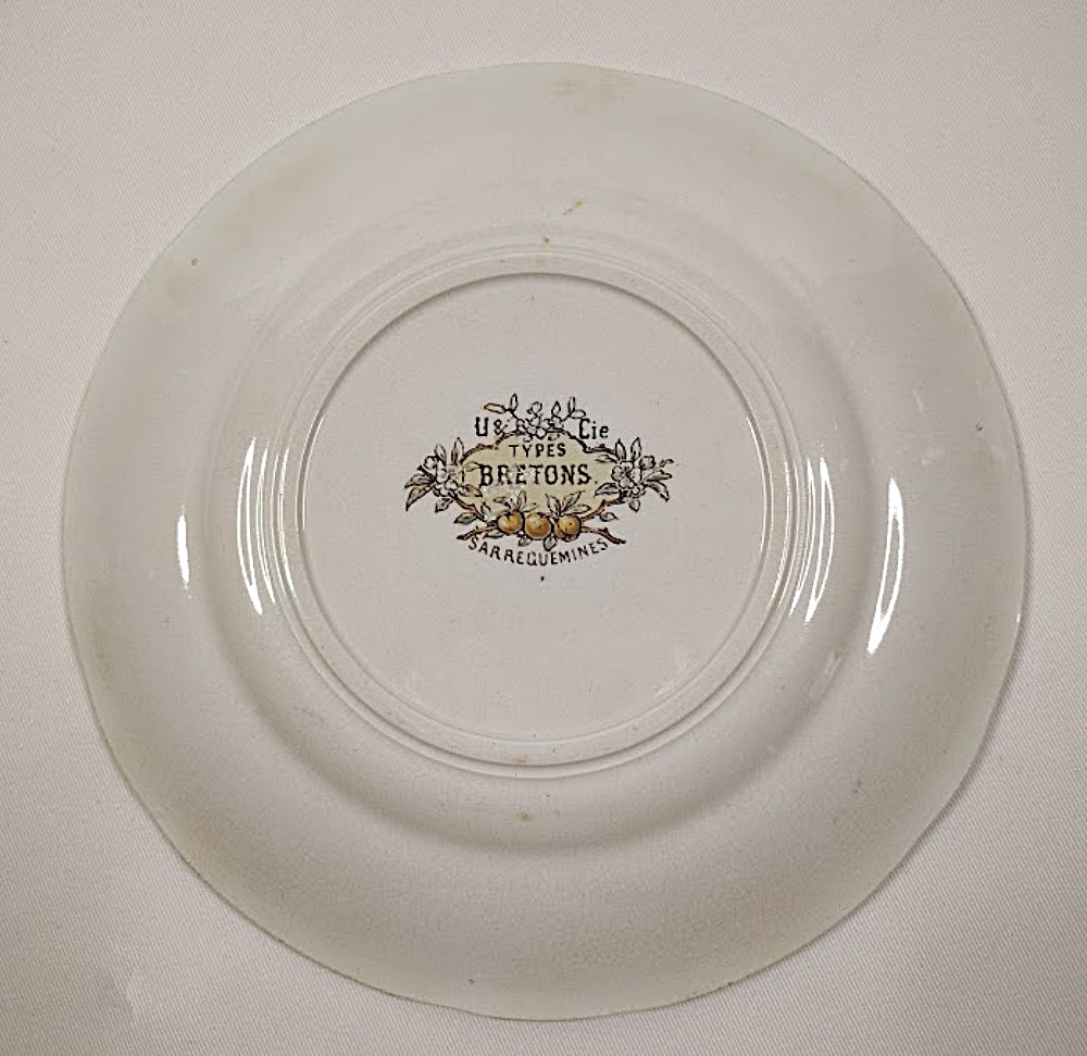 French Antique Sarreguemines Plate