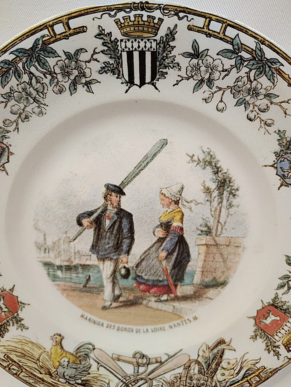 French Antique Sarreguemines Plate