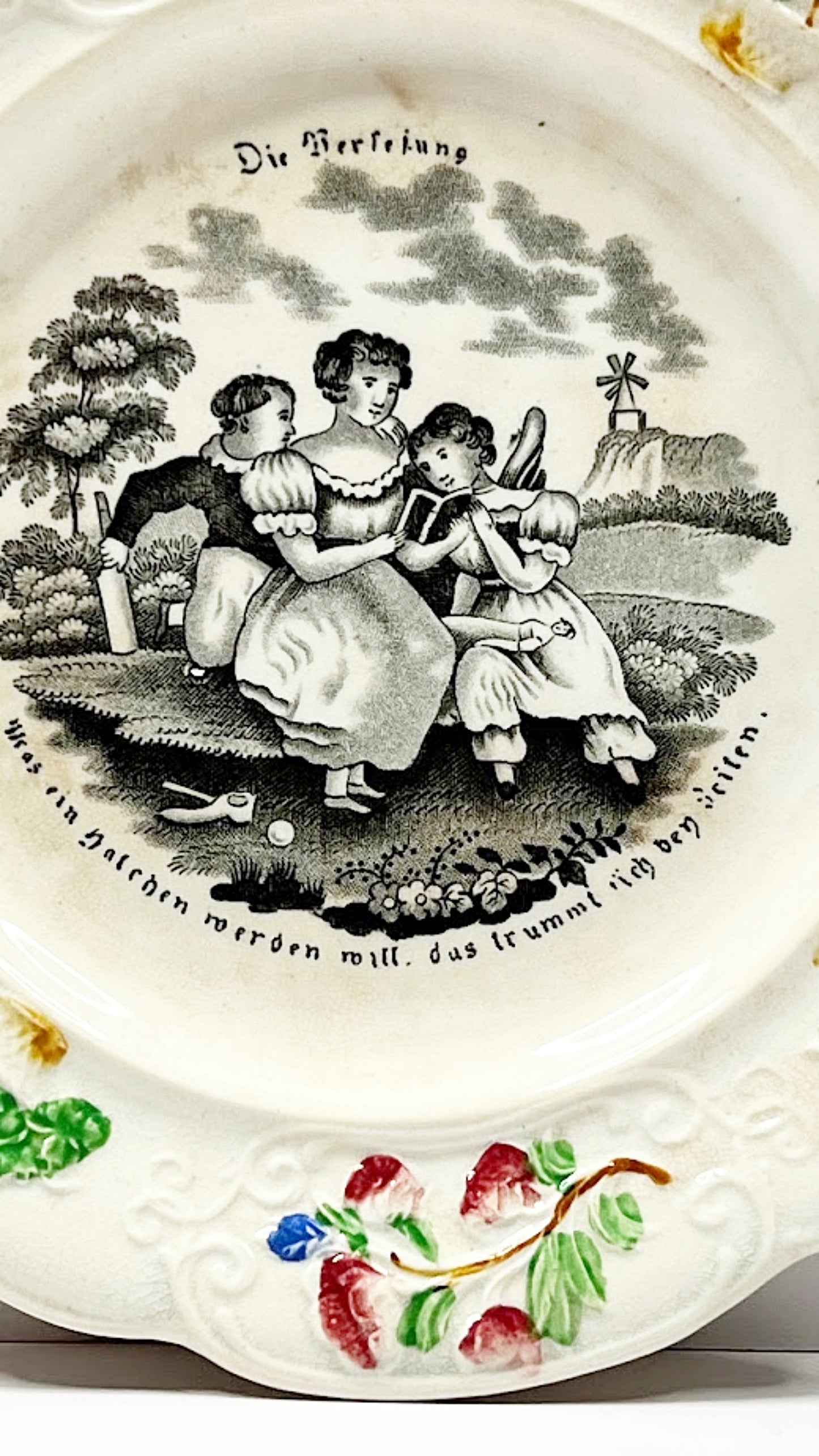 Antique English Pottery Child's Plate Circa 1830 William Smith and Co Mark